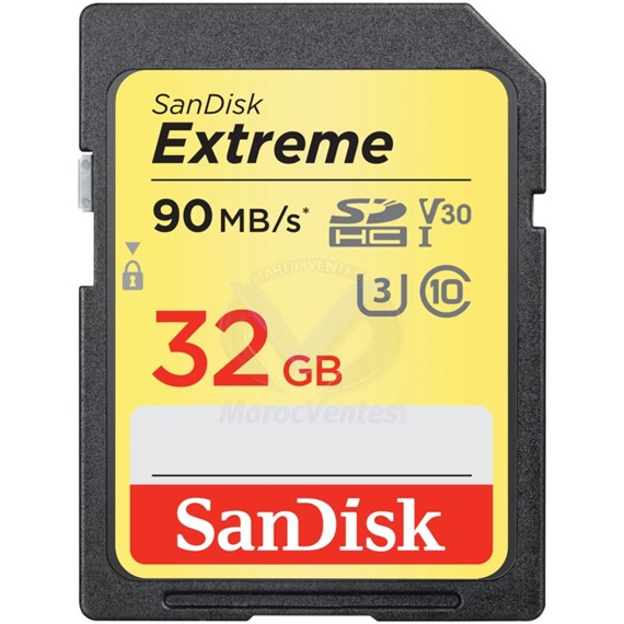 CARTE MÉMOIRE SANDISK EXTREME SDHC 32GO 90MB/S SDSDXVE-032G-GNCIN