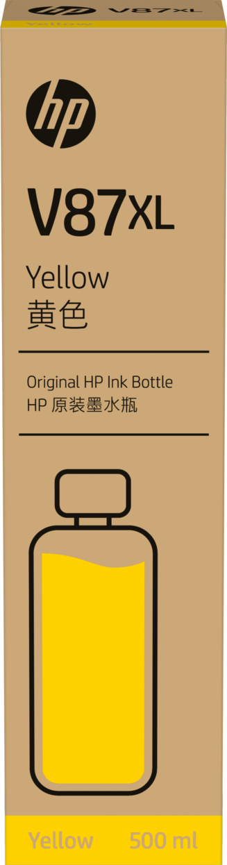 Cartouche d'encre Jaune HP V87XL 500 ml en Bouteille pour T858 T908 7FN96A