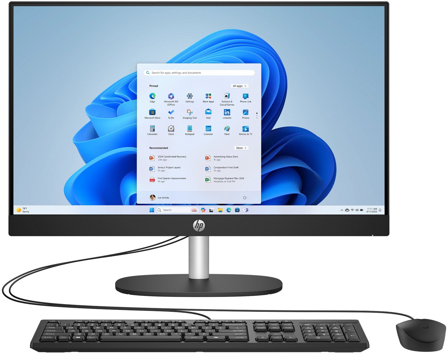 HP 24 AIO Ultra 7-255U 16Go 1To SSD W11H Noir 23.8" FHD Touch 12 Mois BH5C2EA