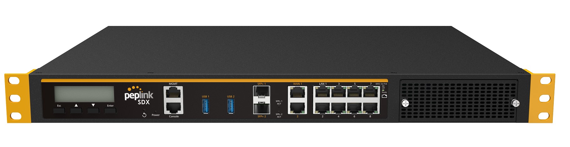 Balance SDX (modèle de base) Routeur multi-WAN (version de base) 2 ports GE WAN, 2 ports SFP+ WAN, 8 ports GE PoE+ LAN, 2 ports USB WAN 1U 19" BPL-SDX