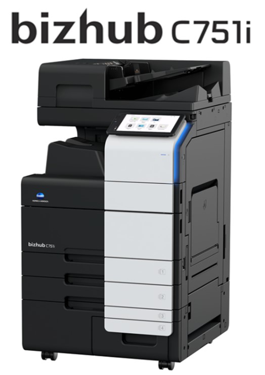 Imprimante C751i 75ppm Couleur Ecran Tactile 10" 8 Go Disque dur SSD 256 Go Bizhub-C751i