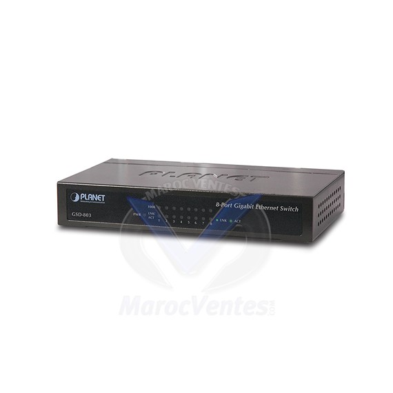 Switch 8 Port 10 / 100 / 1000 Mbps Gigabit Metal GSD-803