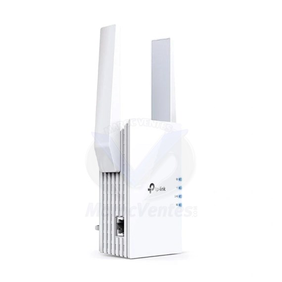 AX1800 Wi-Fi 6 Range ExtenderSPEED: 574 Mbps at 2.4 GHz + 1201 Mbps at 5 GHzSPEC: 2 × External Antennas, 1 × Gigabit Port, Broadcom 1.5GHz Quad-Core CPU, 1024 QAM, Wall PluggedFEATURE: Tether App, WPS, Intelligent Signal Light, Access Control, Power RE605