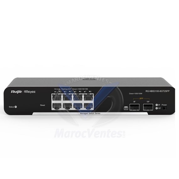 Commutateur POE Géré Gigabit L2 à 8 Ports Gigabit RJ45 POE/POE+, 2 SFP RG-NBS3100-8GT2SFP-P