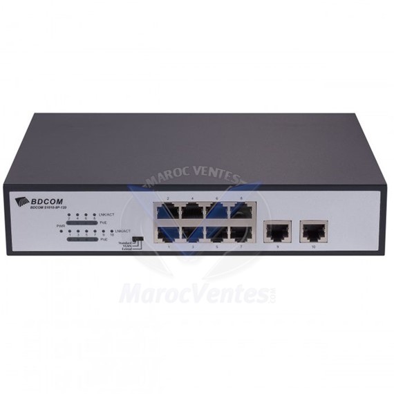 Switch 8 ports 4 port PoE+ 100M et 2 ports liaison montante 100 Mbps non géré S1010‐8P