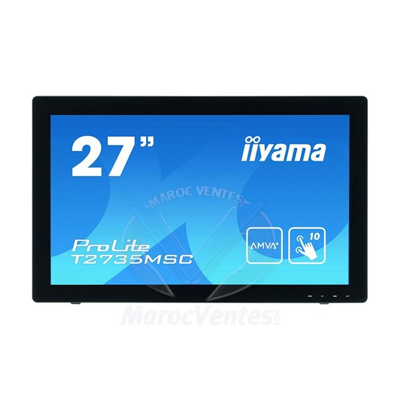 PROLITE ECRAN 27 POUCES TACTILE AVEC WEBCAM INTEGRE Full HD SURFACE EN VERRE BORD A BORD T2735MSC-B3