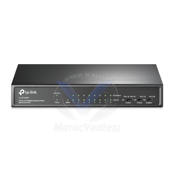 Switch de Bureau 9 Ports 10/100 Mbps avec PoE + 8 ports TL-SF1009P