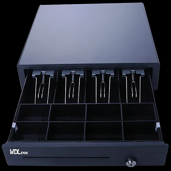 TIROIRE CAISSE 24V 6.5 KG 4 BILLETS 8 PIÈCES1 FENTE CHEQUE NOIR WD0408