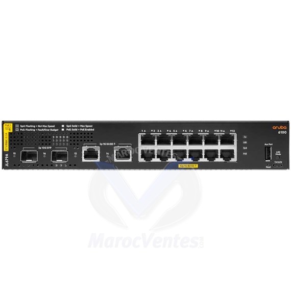 Aruba 6100 12G CL4 2SFP+ 139W Swch [12 ports 10/100/1000 PoE + 2 ports SFP+,L2, Managed] JL679A
