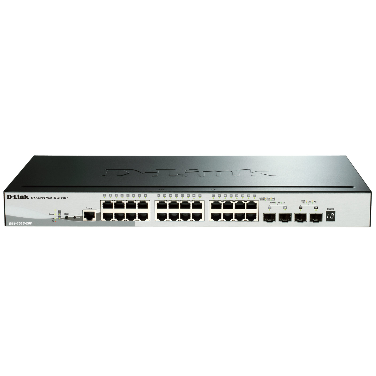 Smart switch 24 ports PoE 10/100/1000 Mbps + 2 SFP Gigabits + 2 SFP+ 10 G DGS-1510-28P