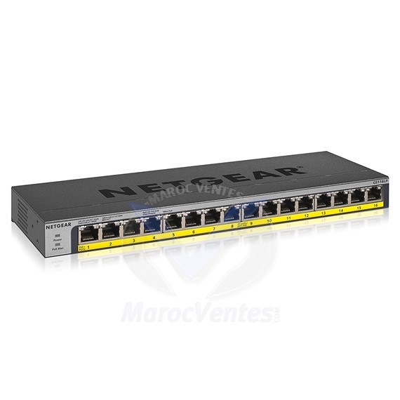 Switch de Réseau Non gestionable PoE + avec 16 Ports Gigabit Ethernet RJ-45 GS116LP