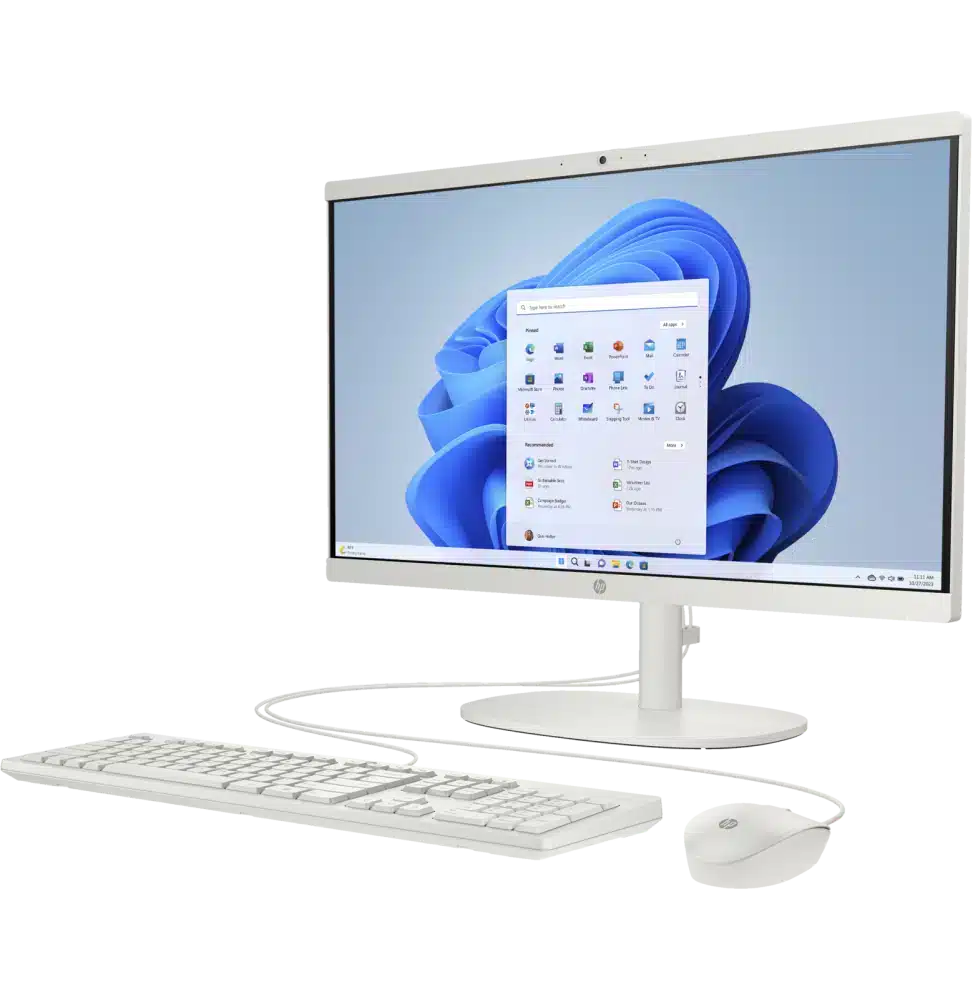 HP AiO 22-dg0004nk Intel Core i3-N300 ( up to 3,80 GHz, 6MB cache, 8 cores) - 8GB DDR4-3200 MHz , PCIe® NVMe™ 256 Go, Intel® UHD Graphics, Realtek RTL8852BE Wi-Fi 6 (2x2) et Bluetooth® 5.3, USB Type-C®, 2x USB Type A 5 Gbit/s, 2x USB 2.0 Type A, HDMI 1.4 A2AR8EA