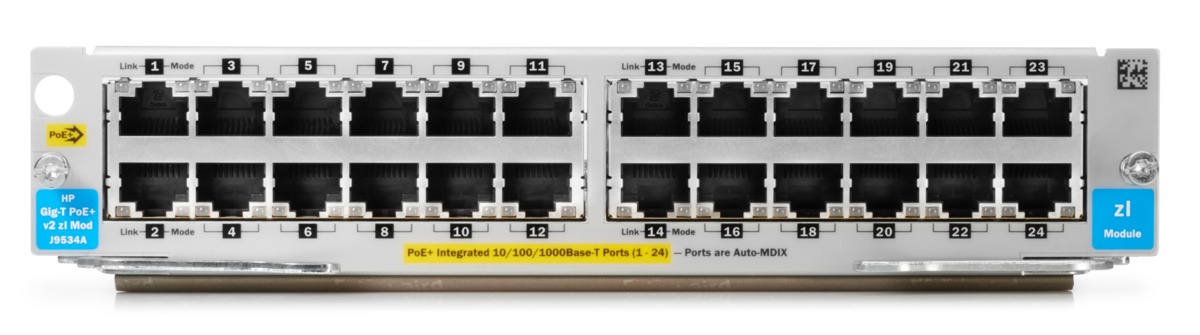 Module d'extension enfichable Gigabit Ethernet 24 x 1000Base-T (PoE+) - RJ-45 J9986A