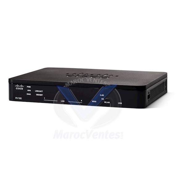 Routeur VPN avec 4 ports Gigabit Ethernet + 1 port WAN combo SFP/Ethernet Gigabit RV160-K9-G5