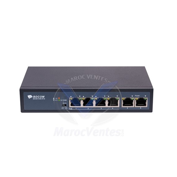 Switch 6 ports PoE 10/100 2 ports  de liaison montante TX 100M S1006‐4P‐65